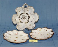 Handled Nappy And Two Hanging Limoges Plates