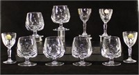 Ten French Crystal Stems