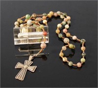 Sterling Cross Rosary W/Leather Case