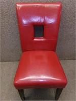 RED FAUX LEATHER ART DECO CHAIR
