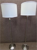 PAIR OF BRUSHED STEEL LAMPS