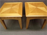 2 PC SOLID WOOD END TABLES