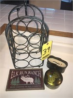 Wine rack, candles, elk run ranch
