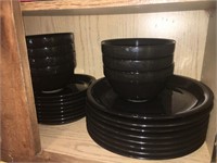 Black dish set & other misc. dishes