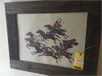 Native American artwork, barn wood frame