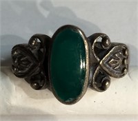 Sterling Silver Ring With Green Stone