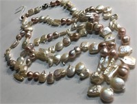 Pearl Necklace With Sterling Silver Clasp, 56"