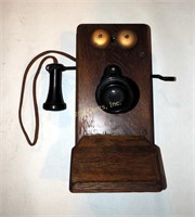 Antique Kellog Oak Crank Wall Phone