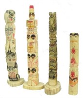 4 Eskimo Model Totem Poles