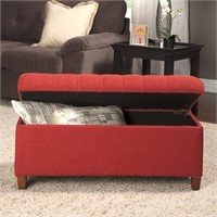 Cranberry-Red Tufted Storage Bench