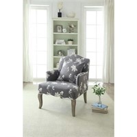 Grey Floral Arm Accent Chair