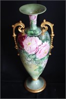Antique Belleek Vase/Urn Handpainted Signed Eaken