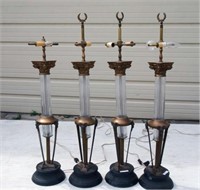 Tripod Columnar Crystal Table Lamps- Set  4