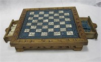 Aztec Style Wood Chess Set w/ Resin Pieces