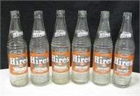 6 Vintage Hires Root Beer Soda Pop Bottles