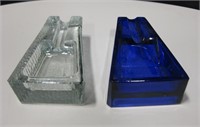 2 Vintage Glass Smoking Pipe Holders / Ashtrays