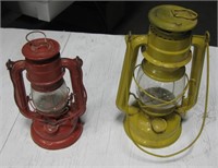 Lot of 2 Metal Oil Lamps - Tallest Is 10"