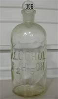Vintage Laboratory Alcohol Glass Bottle w/ Stopper
