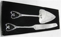 Silver Toned 2 Piece Serving Set - Knife Is 11.5"