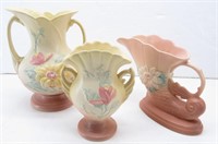 (3) Vintage HULL Pottery Art Vases, USA