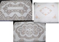 Quaker Lace Tablecloths & Embroidered Coverlet