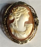 10k Gold Cameo Pin