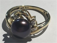 14k Gold, Diamond & Pearl Ring