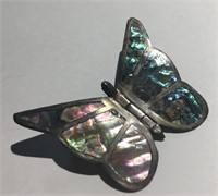 Sterling Silver And Abalone Butterfly Pin