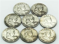(8) 1952 - 1954 Franklin D-Mint Half Dollars
