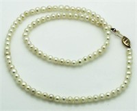 14kt Gold Genuine 18" 4.25 mm Pearl Neclace
