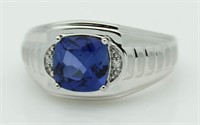 10kt Gold Men's Sapphire & Diamond Ring