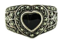 Gorgeous Onyx Heart Designer Estate Ring