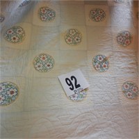 HAND-STITCHED QUILT WITH CROSS-STITCH PATCHWORK