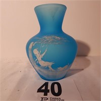 BLUE FROSTED MARY GREGORY STYLE GLASS