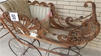 VICTORIAN WICKER PRAM CARRIAGE UPHOLSTERED SEAT