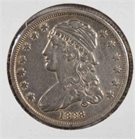 1838 CAPPED BUST QUARTER XF