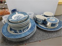 Currier & Ives blue china (some w/chips) -