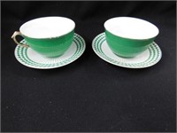 Shamrock saucers by Neiman-Marcus w/Japan cups