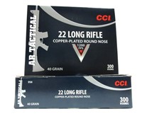 2 Boxes of 300 Rounds of CCI 22 LR Copper-Plated R