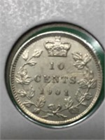 1901( M.s.63) Canadian Silver $.10