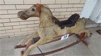 RARE ANTIQUE ROCKING HOBBY HORSE WITH REAL HORSE