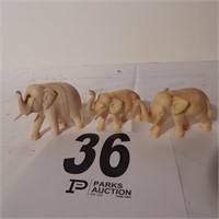 3 CARVED ELEPHANT FIGURINES 2 IN