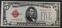 1928 E $5 LEGAL TENDER RED SEAL GEM CU