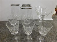 Glassware: cordials - martini - water
