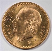 1959 10 PESO GOLD, CH BU