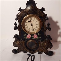 METAL FACE HAND-PAINTED SHELF CLOCK 13 IN