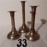 SET OF 3 SILVER PLATE CANDLE STICKS BY