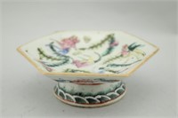 Chinese Footed Dish With Fish And Flowers