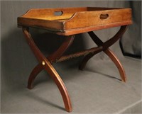 Antique Butler's Tray With Folding Stand
