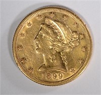 1899-S $5.00 GOLD XF